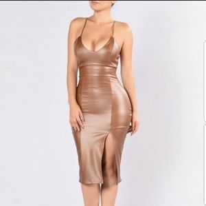 Tan faux leather dress